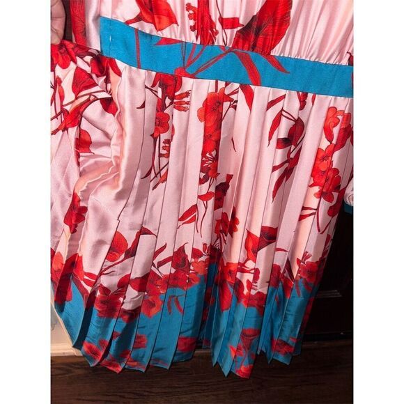 Ted Baker Women's Size 12 Fantasia Bow Floral Bow Neck Midi Dress Multicolor - Picture 12 of 15